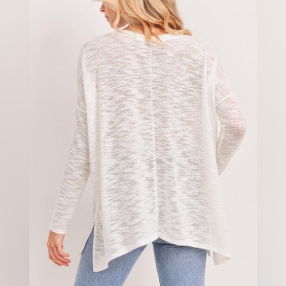 ALTAR’D STATE || Slub Sweater Knit Slouch V-Neck Tee/Top in White - SZ Small - Picture 4 of 5